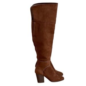Jasmin Swank Faux Suede Over the Knee Boots 7.5 M Vegan Brown